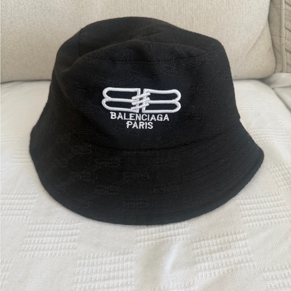 Balenciaga Black Monogram Bucket Hat